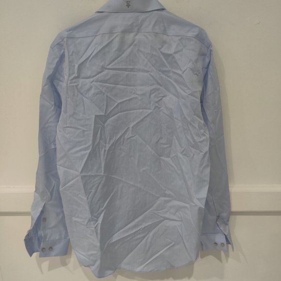 DEFECT Calvin Klein Men SlimFit Performance 15.5 32/33 Herringbone Blue $75 A381 - Picture 2 of 3